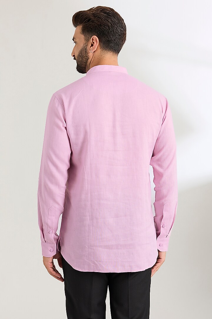 Lavender Linen Party Wear Shirt by Wendell Rodricks Men at Pernia's Pop Up Shop