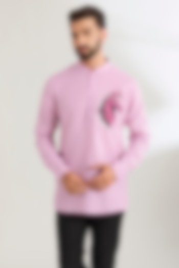 Lavender Linen Party Wear Shirt by Wendell Rodricks Men at Pernia's Pop Up Shop