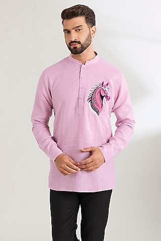 Lavender Linen Shirt by Wendell Rodricks Men