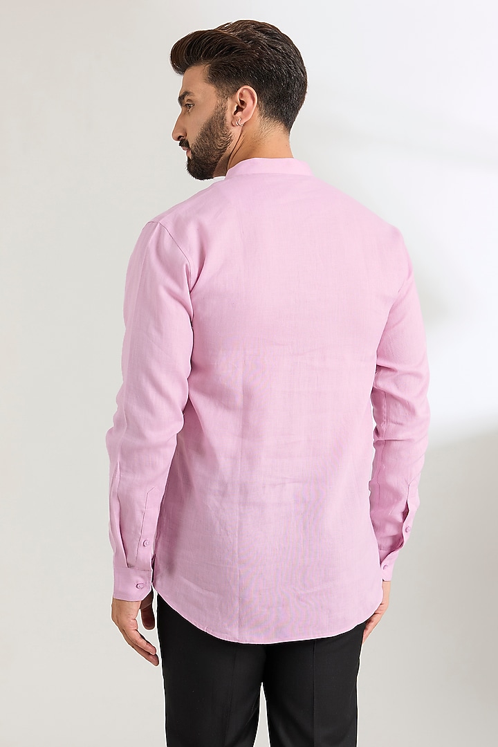 Lavender Linen Party Wear Shirt by Wendell Rodricks Men at Pernia's Pop Up Shop