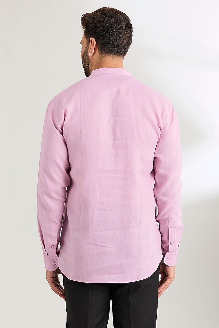 Lavender Linen Party Wear Shirt by Wendell Rodricks Men at Pernia's Pop Up Shop