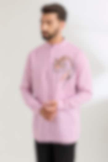 Lavender Linen Party Wear Shirt by Wendell Rodricks Men at Pernia's Pop Up Shop