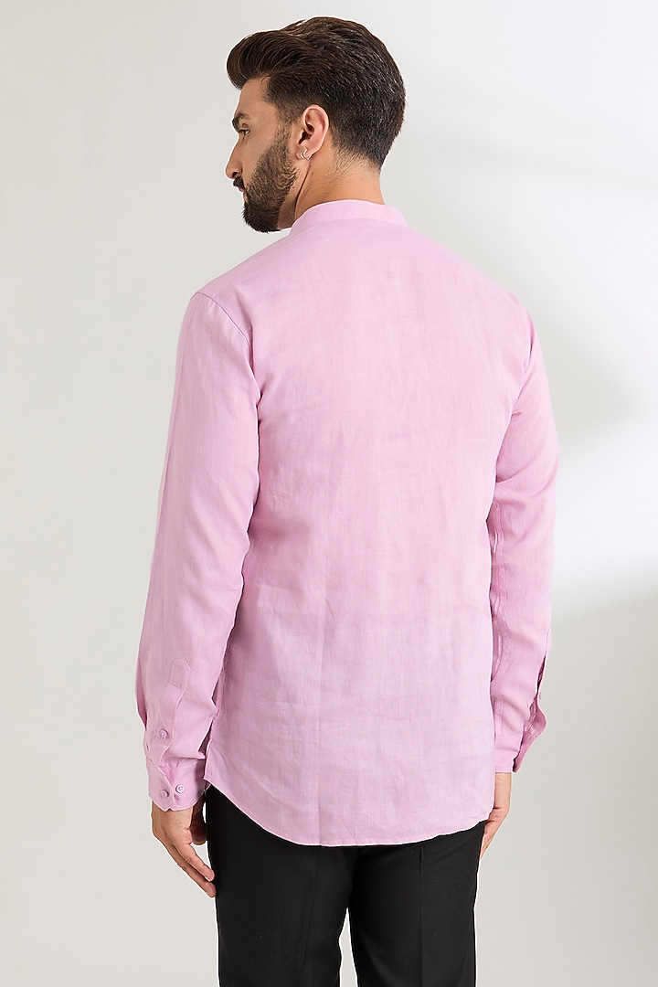 Lavender Linen Party Wear Shirt by Wendell Rodricks Men at Pernia's Pop Up Shop