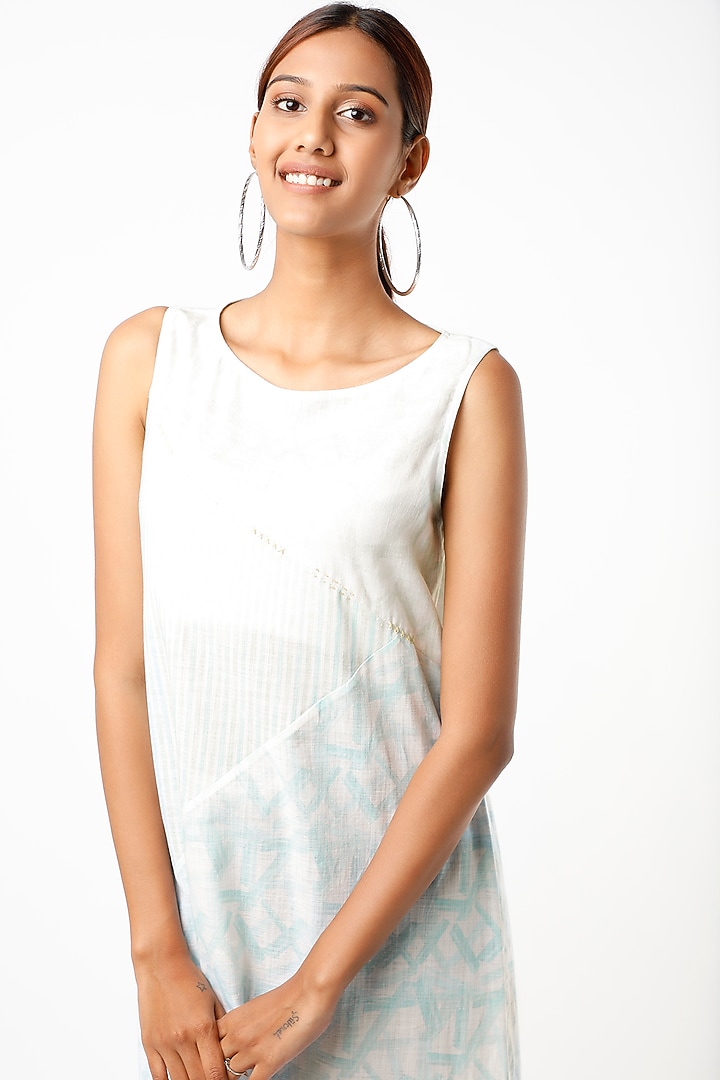 Aqua Green Geometric Printed Summer Dress by Wendell Rodricks at Pernia's Pop Up Shop