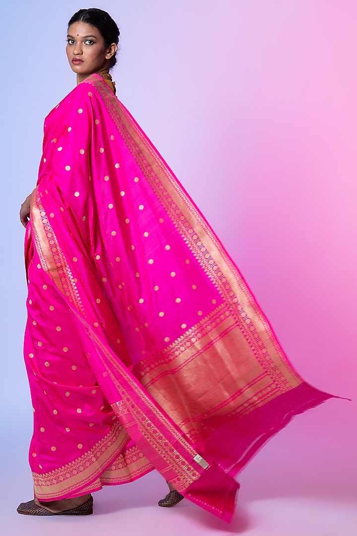 Hot Pink Banarasi Silk Zari Work Wedding Saree by Warp 'N Weft at Pernia's Pop Up Shop