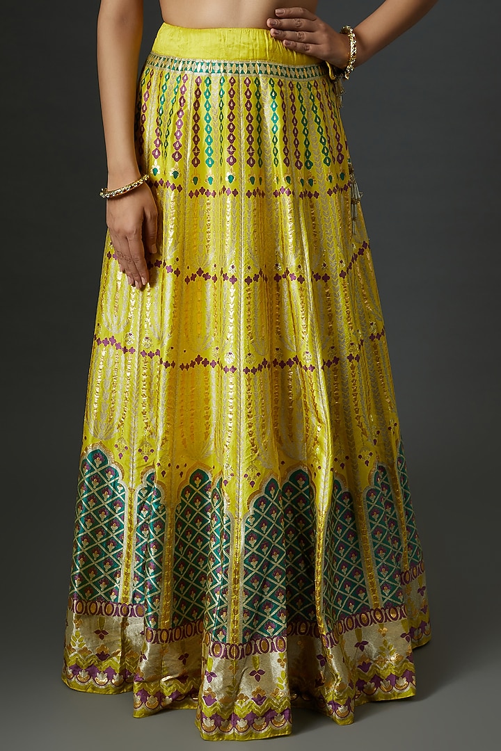 Yellow Banarasi Silk Handwoven Wedding Lehenga Set by Warp 'N Weft at Pernia's Pop Up Shop