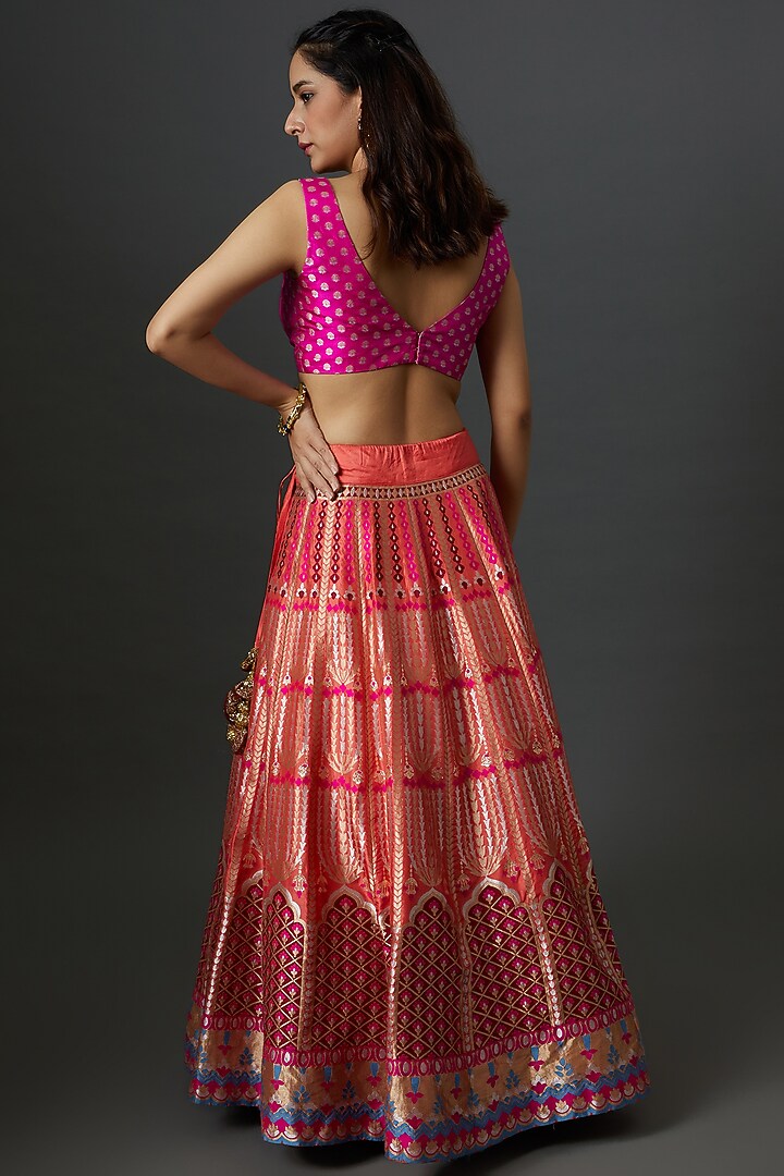 Pink Banarasi Silk Handwoven Wedding Lehenga Set by Warp 'N Weft at Pernia's Pop Up Shop