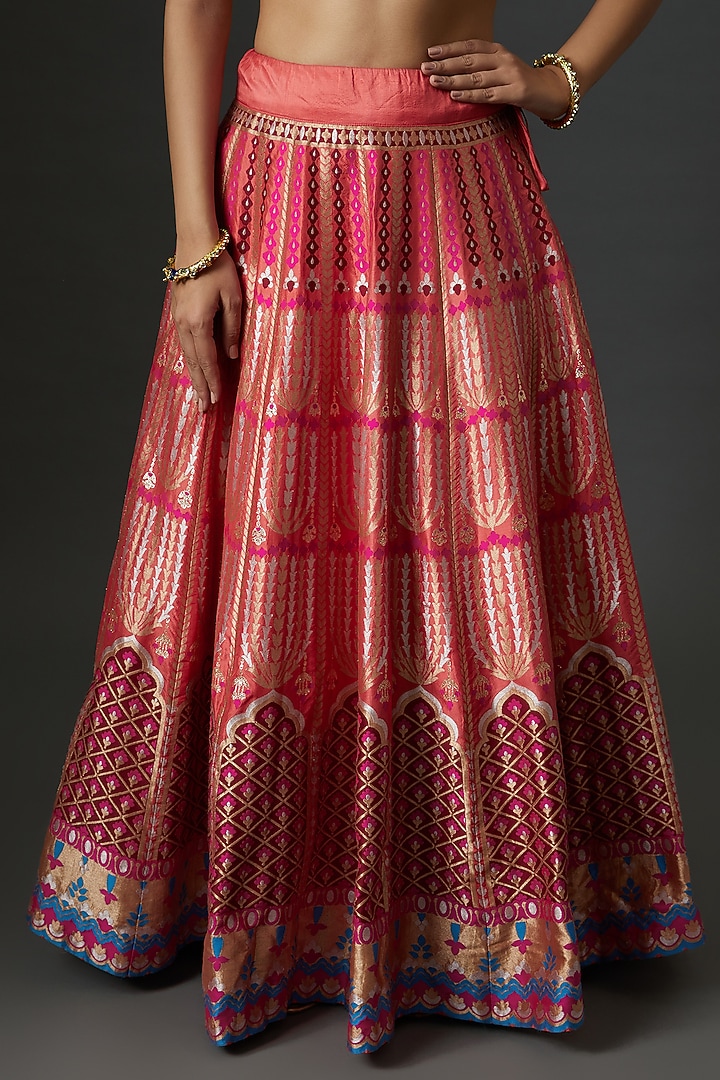Pink Banarasi Silk Handwoven Wedding Lehenga Set by Warp 'N Weft at Pernia's Pop Up Shop
