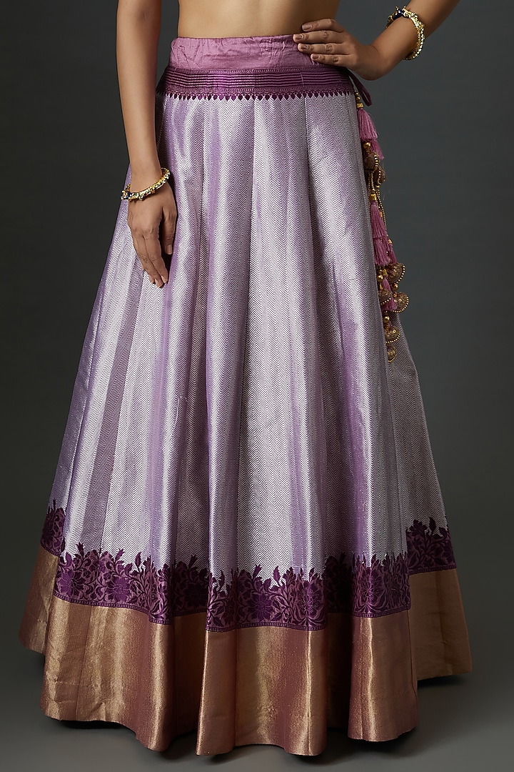 Purple Banarasi Silk Handwoven Wedding Lehenga Set by Warp 'N Weft at Pernia's Pop Up Shop