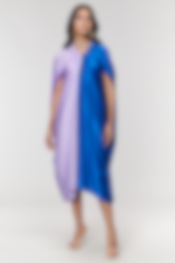 Lilac & Blue Half n Half Ring Vacation Dress by Amit Aggarwal X Wendell Rodricks at Pernia's Pop Up Shop