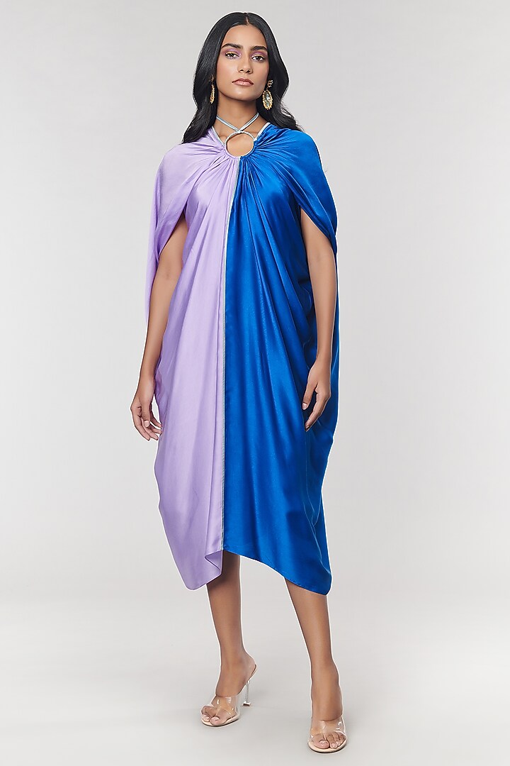 Lilac & Blue Half n Half Ring Vacation Dress by Amit Aggarwal X Wendell Rodricks at Pernia's Pop Up Shop