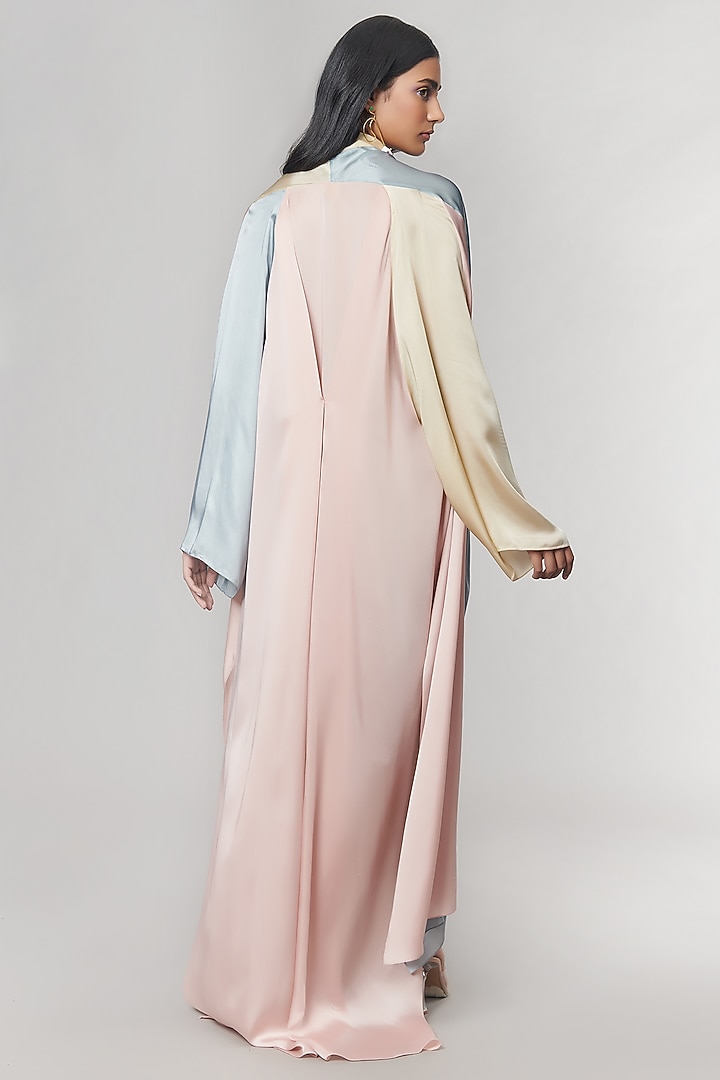 Grey & Blush Scalloped Detailed Cape With Grey Slip Vacation Dress by Amit Aggarwal X Wendell Rodricks at Pernia's Pop Up Shop