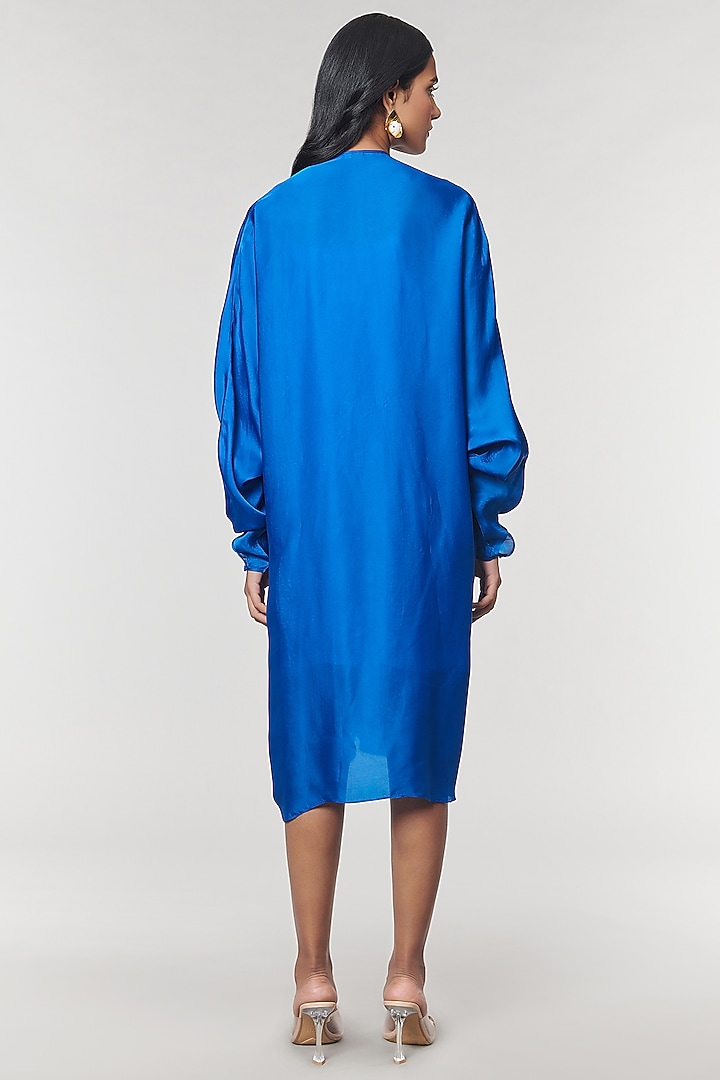 Blue Scalloped Detailed Kaftan Ring Vacation Dress by Amit Aggarwal X Wendell Rodricks at Pernia's Pop Up Shop