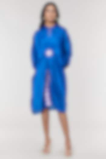 Blue Scalloped Detailed Kaftan Ring Vacation Dress by Amit Aggarwal X Wendell Rodricks at Pernia's Pop Up Shop