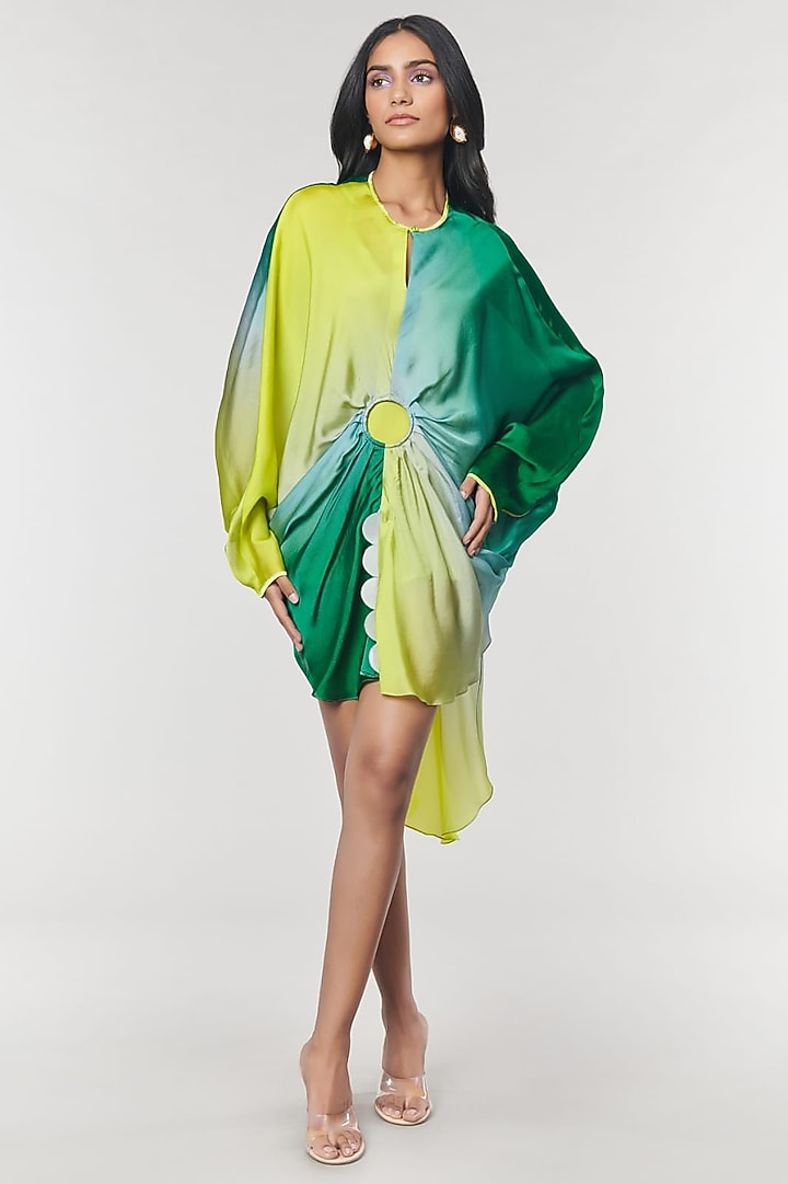 Green Ombre Printed Ring Vacation Dress by Amit Aggarwal X Wendell Rodricks at Pernia's Pop Up Shop