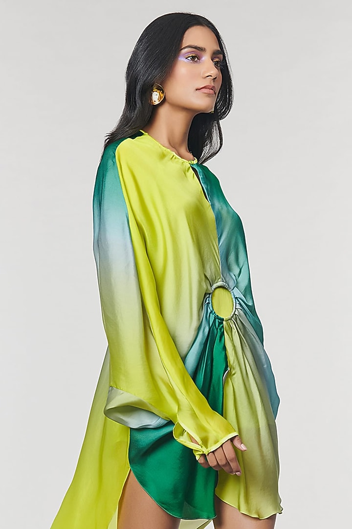 Green Ombre Printed Ring Vacation Dress by Amit Aggarwal X Wendell Rodricks at Pernia's Pop Up Shop