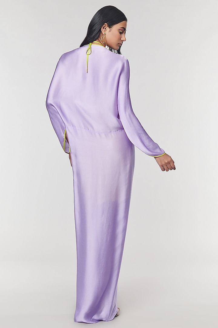 Lilac Scalloped Detailed Ring Party Wear Gown by Amit Aggarwal X Wendell Rodricks at Pernia's Pop Up Shop