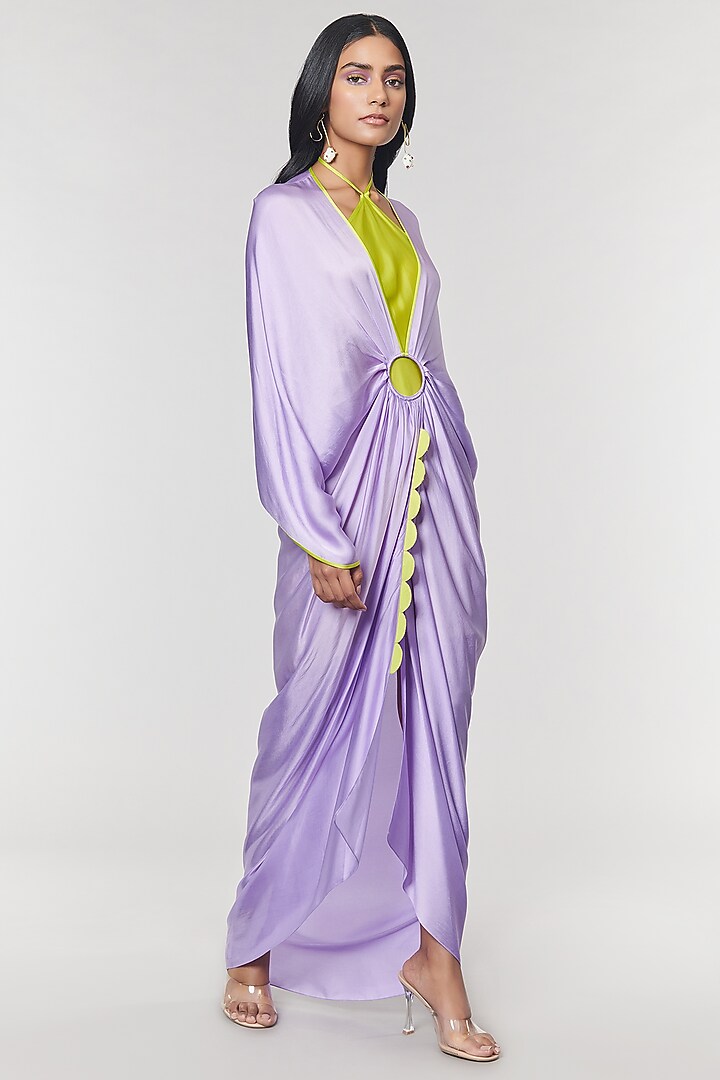 Lilac Scalloped Detailed Ring Party Wear Gown by Amit Aggarwal X Wendell Rodricks at Pernia's Pop Up Shop