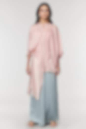 Blush Scalloped Detailed Asymmetrical Cape Top by Amit Aggarwal X Wendell Rodricks at Pernia's Pop Up Shop