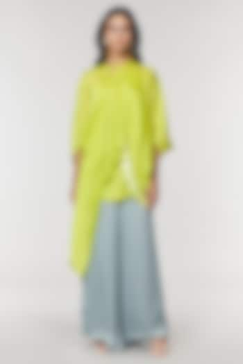 Neon Scalloped Detailed Asymmetrical Cape Top by Amit Aggarwal X Wendell Rodricks at Pernia's Pop Up Shop