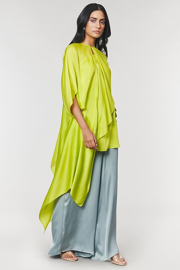 Neon Scalloped Detailed Asymmetrical Cape Top by Amit Aggarwal X Wendell Rodricks at Pernia's Pop Up Shop