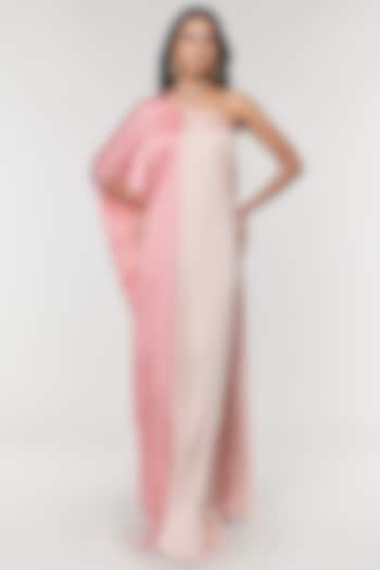 Blush & Salmon One Shoulder Ring Party Wear Gown by Amit Aggarwal X Wendell Rodricks at Pernia's Pop Up Shop