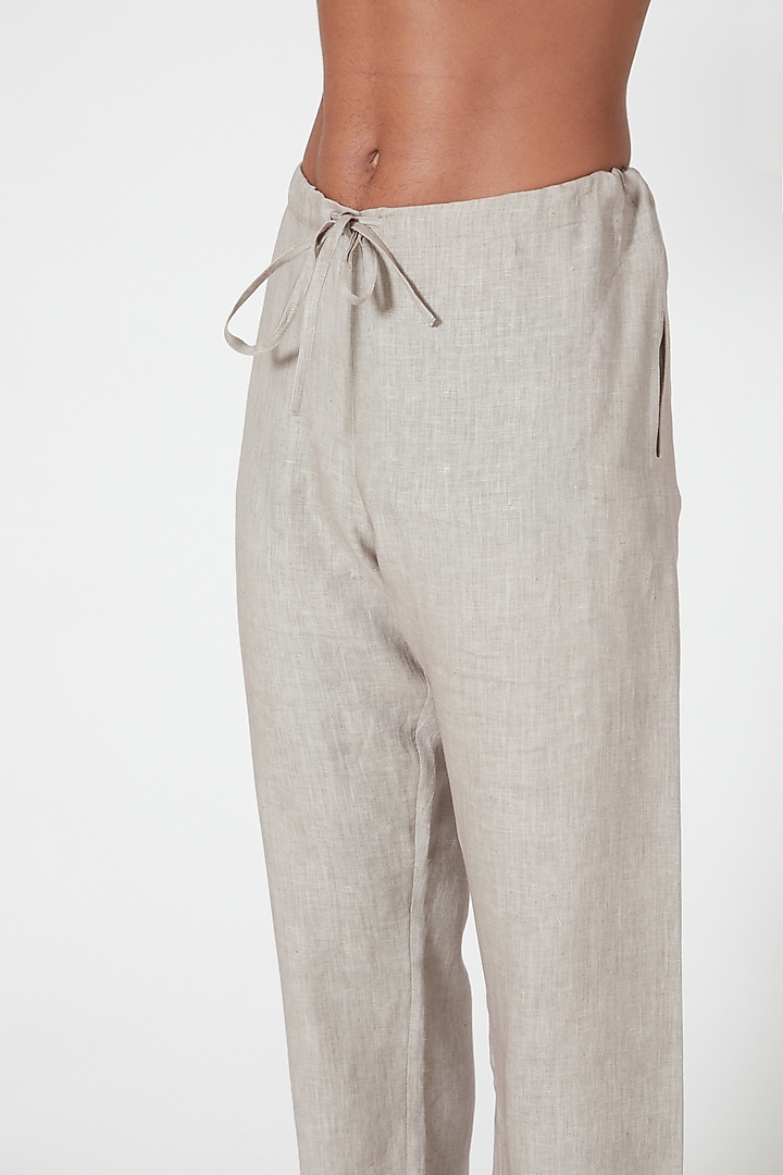 Grey Linen Pants by Wendell Rodricks Men at Pernia's Pop Up Shop