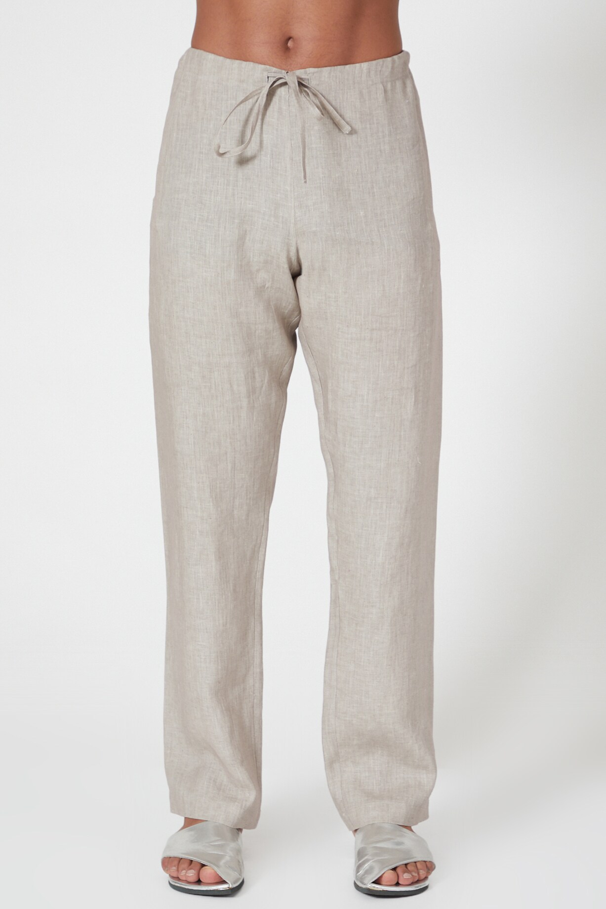 Buy Wendell Rodricks Men Grey Linen Pants With Side Pockets at Pernia
