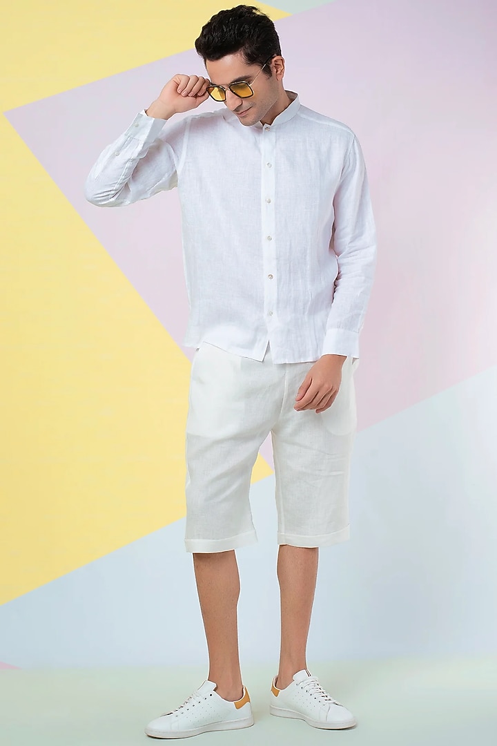 White Band Collar Summer Shirt by Wendell Rodricks Men at Pernia's Pop Up Shop