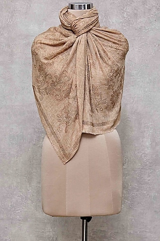 Sand Beige & Gold Swarovski Embroidered Shawl by Wrapture by Suzanne