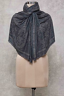 Grey & Silver Swarovski Embroidered Shawl Design by Wrapture by Suzanne ...