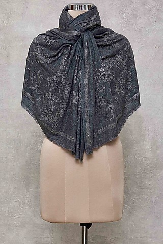 Grey & Silver Swarovski Embroidered Shawl by Wrapture by Suzanne