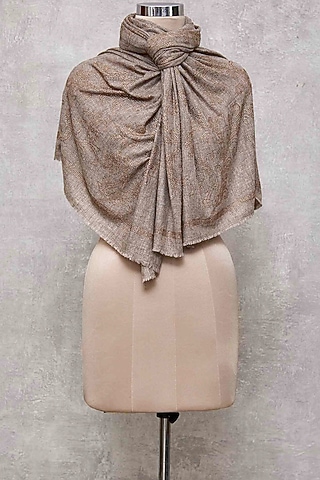 Dark Beige & Gold Swarovski Embroidered Shawl by Wrapture by Suzanne