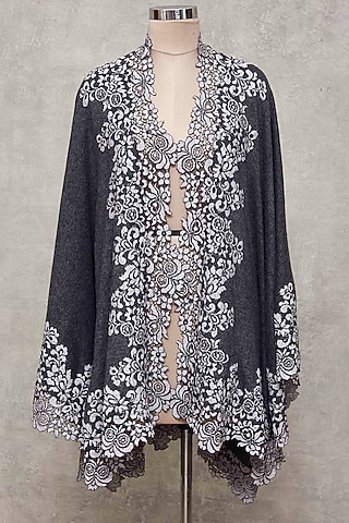 Dark Grey Knitted Cape by Wrapture by Suzanne