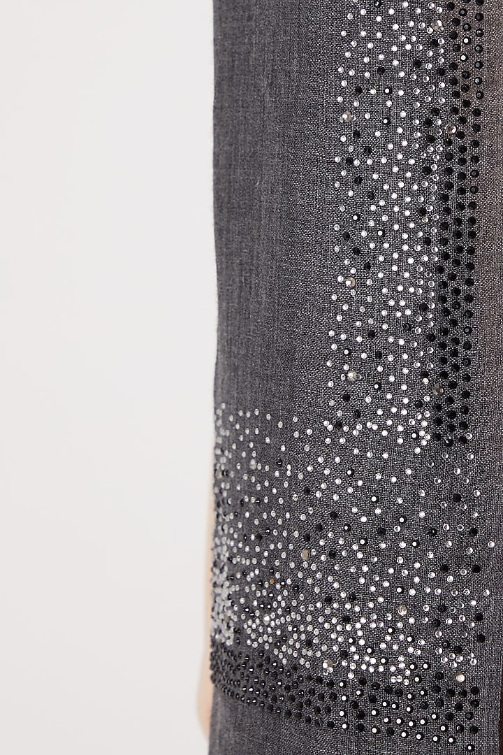 Grey Knitted & Swarovski Crystal Embroidered Shawl by Wrapture by Suzanne at Pernia's Pop Up Shop