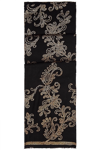 Black Knitted & Swarovski Crystal Embroidered Shawl by Wrapture by Suzanne