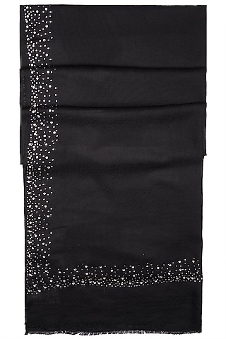 Black Swarovski Crystal Embroidered Shawl by Wrapture by Suzanne