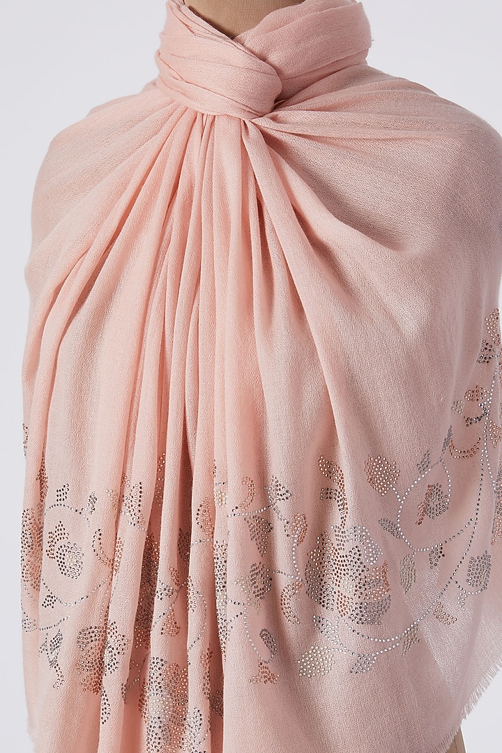 Pink Knitted & Swarovski Embroidered Shawl by Wrapture by Suzanne at Pernia's Pop Up Shop