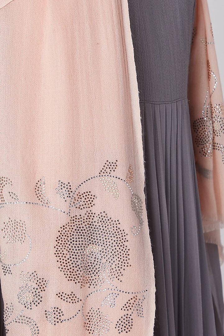 Pink Knitted & Swarovski Embroidered Shawl by Wrapture by Suzanne at Pernia's Pop Up Shop