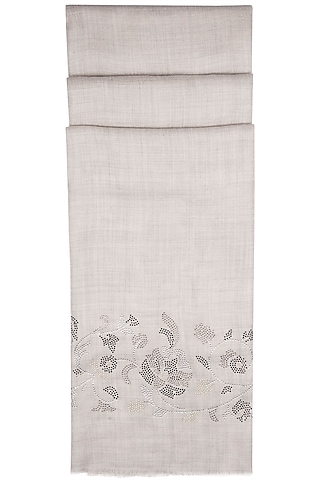 Grey Swarovski Embroidered Shawl by Wrapture by Suzanne