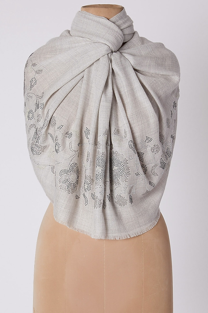 Grey Swarovski Embroidered Shawl by Wrapture by Suzanne at Pernia's Pop Up Shop