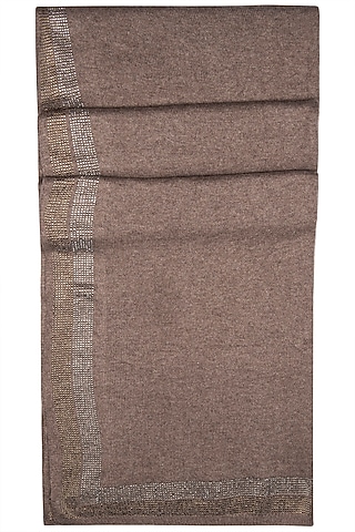 Rust Brown Knitted & Swarovski Embroidered Shawl by Wrapture by Suzanne