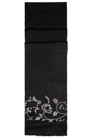 Black Knitted & Swarovski Embroidered Shawl by Wrapture by Suzanne