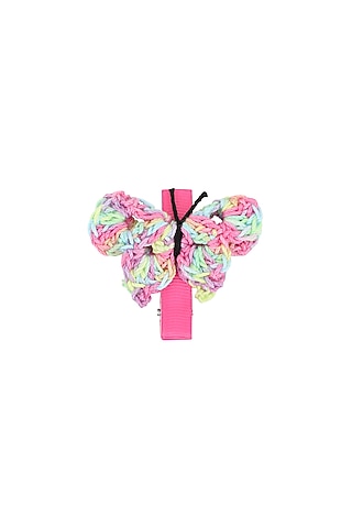 Shaded Pink Crochet Butterfly Alligator Clip For Girls by This and That by Vedika