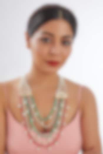 Gold Finish Pearl & Kundan Polki Necklace by XAGO at Pernia's Pop Up Shop