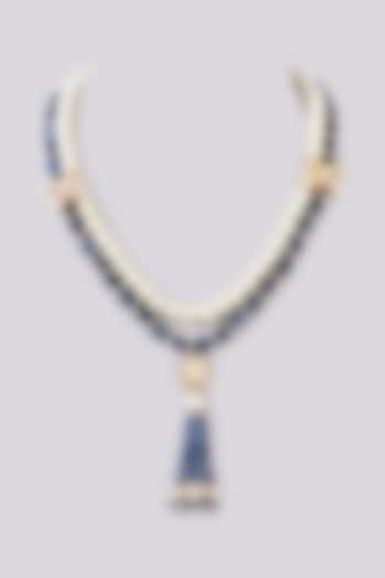 Gold Finish Kundan Polki & Pearl Necklace by XAGO