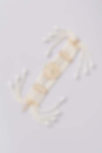 Gold Finish Kundan Polki & Pearl Bracelet by XAGO