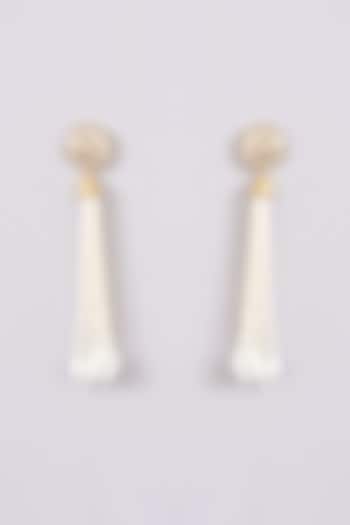 Gold Finish Pearl Dangler Earrings by XAGO