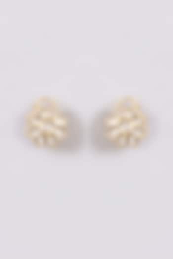 Gold Finish Kundan Polki Stud Earrings by XAGO