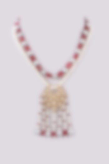 Gold Finish Kundan Polki & Pearl Necklace by XAGO